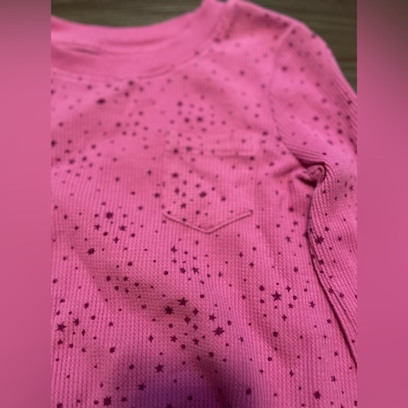 Cat & Jack Pink Textured Long Sleeve Top with star print size XS 4/5 - Picture 3 of 5